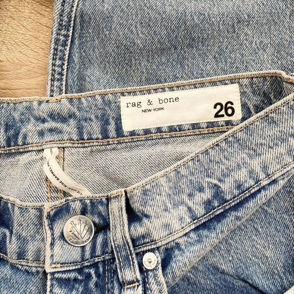 Rag & Bone Charlie Embellished Barrel Jeans Blue Floral Rhinestones 26 - Picture 6 of 17